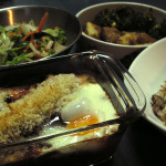 お豆入りお茄子のトマト煮込み