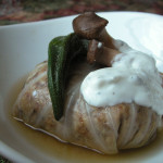 豆腐と山芋のデミロールキャベツ